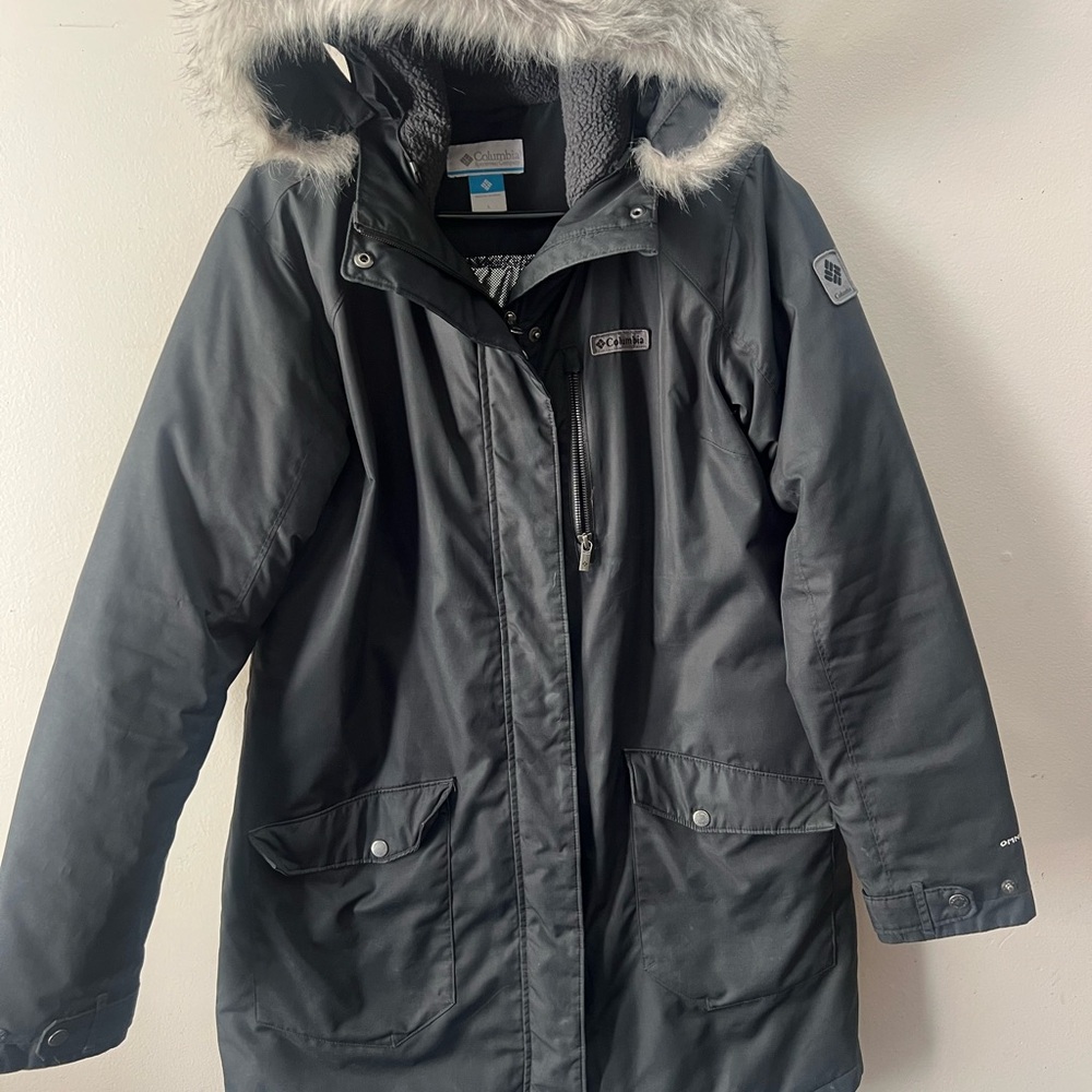 Columbia Black Parka with Faux Fur Hood